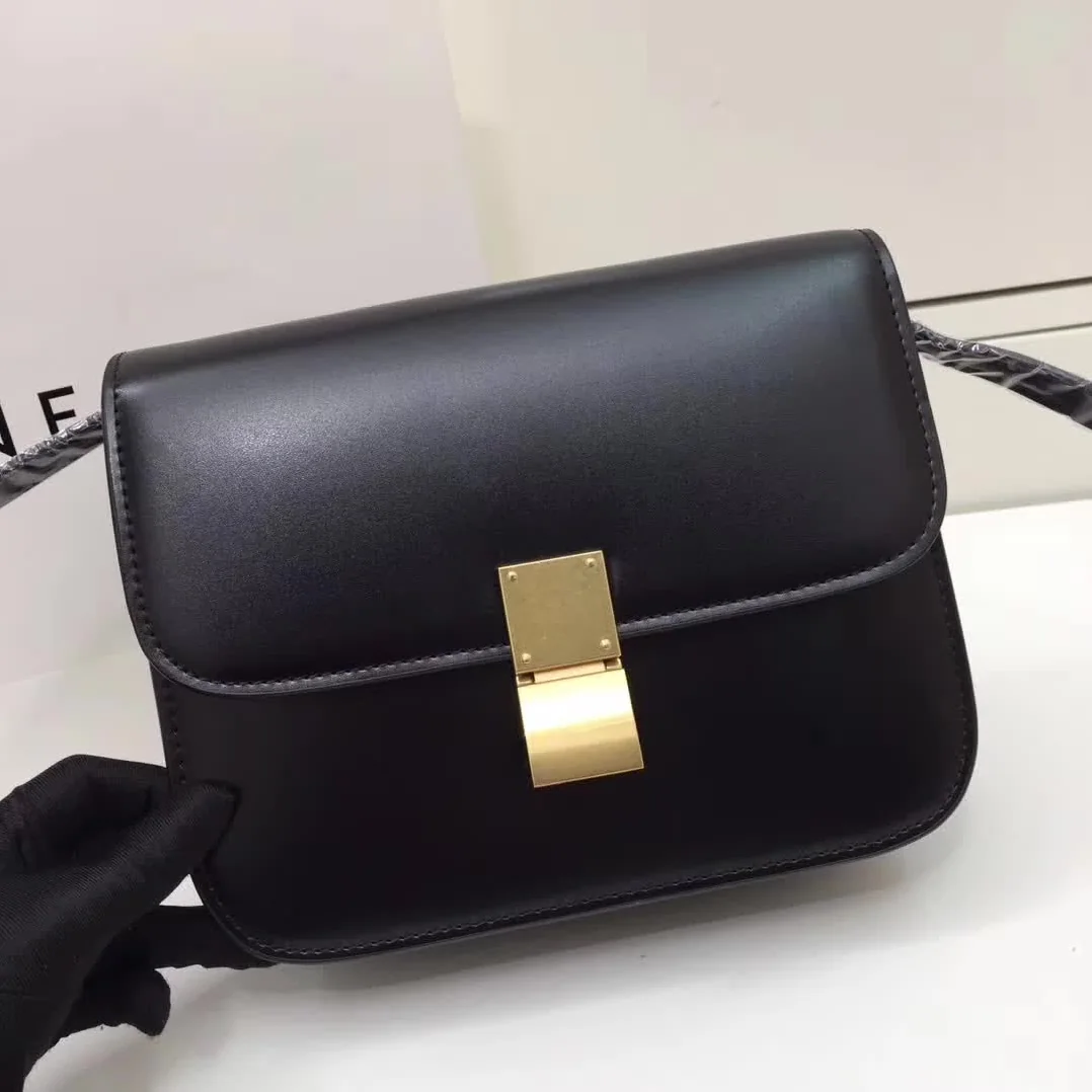 Celine Medium Classic Bag in Box Calfskin Leather in Black