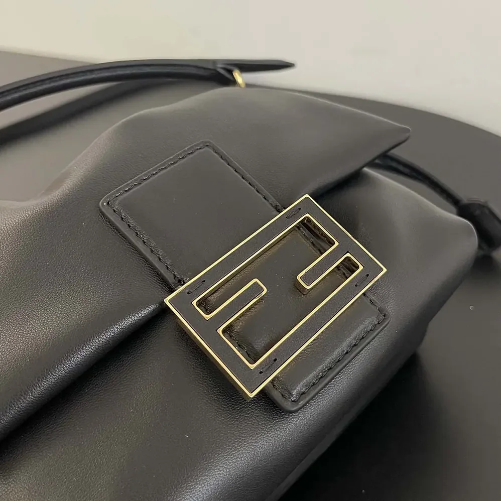 Fendi Mamma Baguette Small Black Nappa Leather Mini Bag for Women