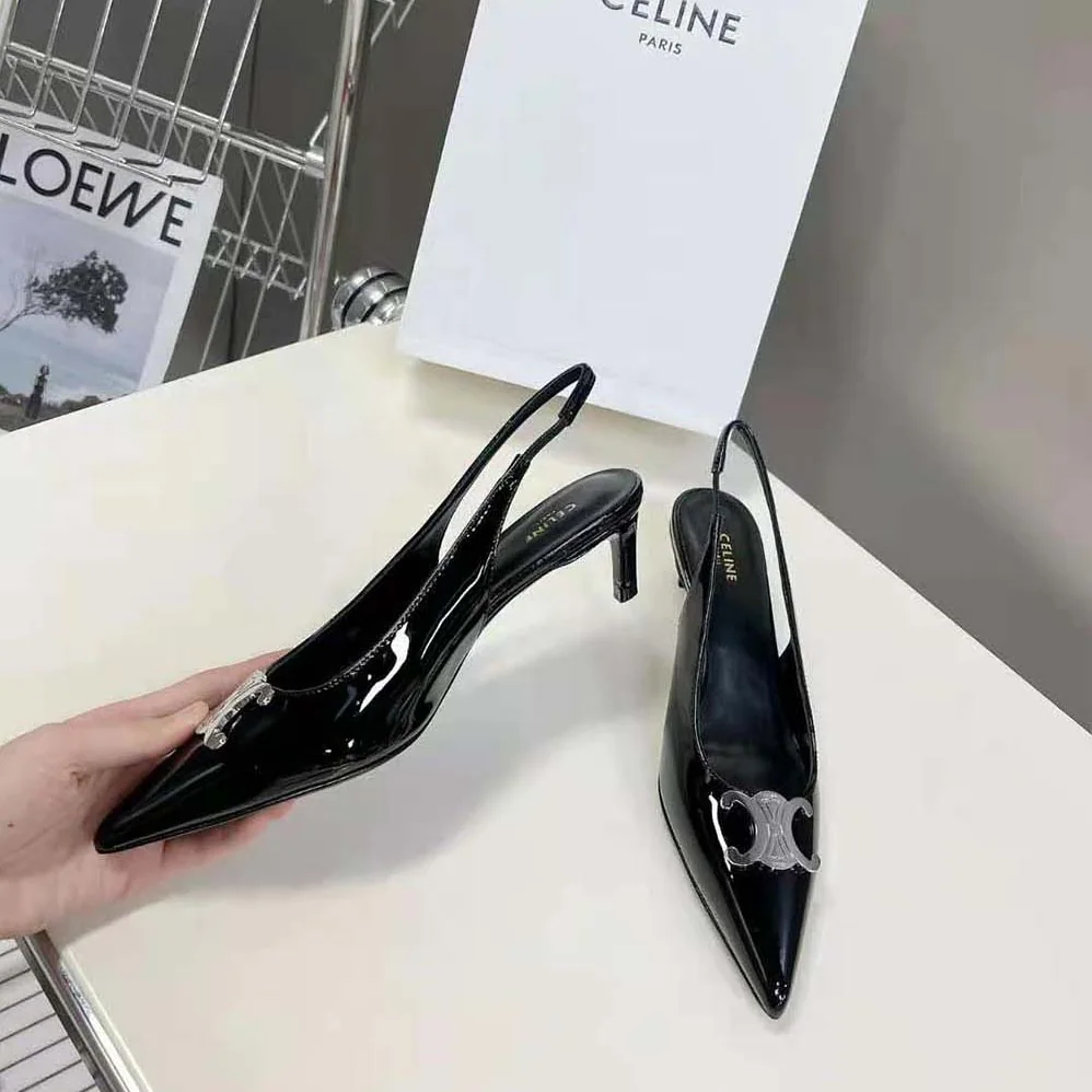 Celine Alma Triomphe Slingback in Glossy Calfskin for Women