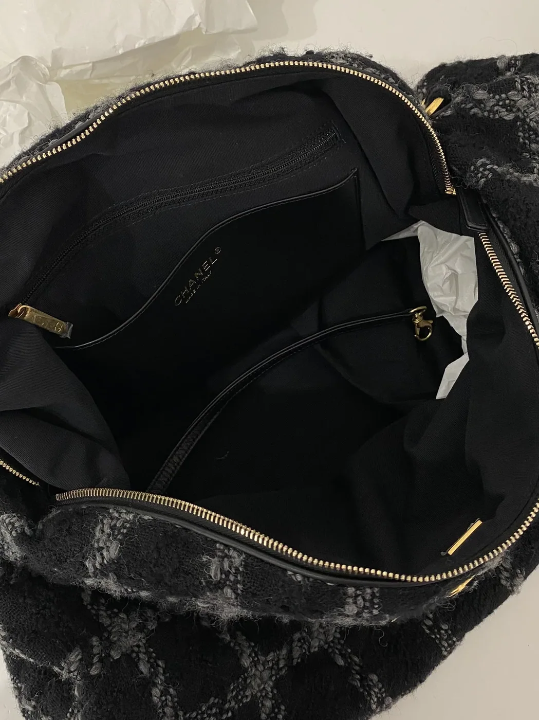 Chanel Maxi Hobo Bag in Black Gold Hardware