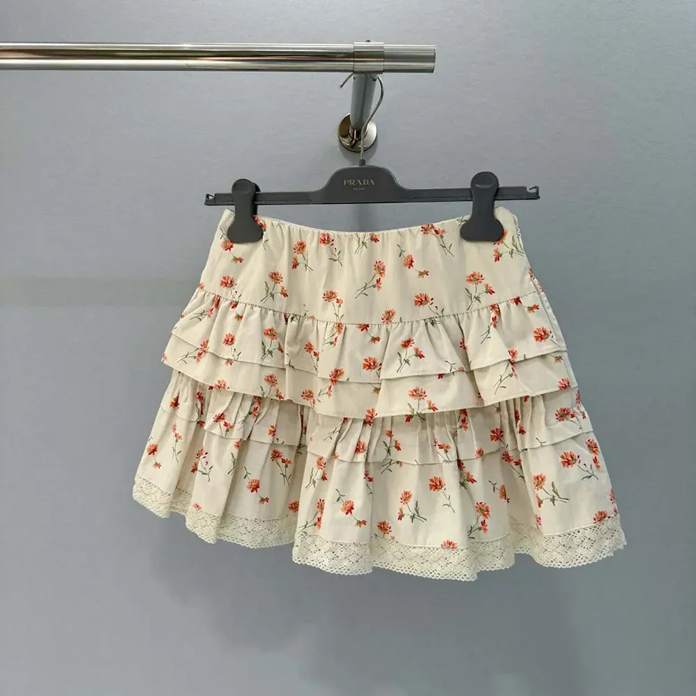 Prada Floral Print Linen Miniskirt for Women