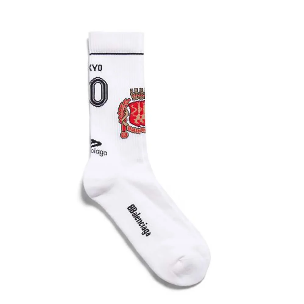 Balenciaga Tokyo Soccer Socks in White Cotton for Unisex