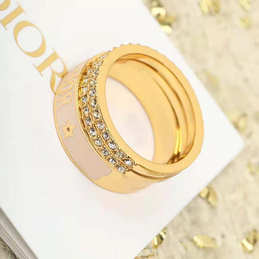 Dior Code Ring Set Pink-Finish Metal, Pink Crystals and Placid Blue Lacquer for Women