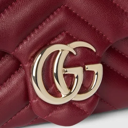 Gucci Marmont Mini Shoulder Bag / Rosso Ancora Red Gold Hardware