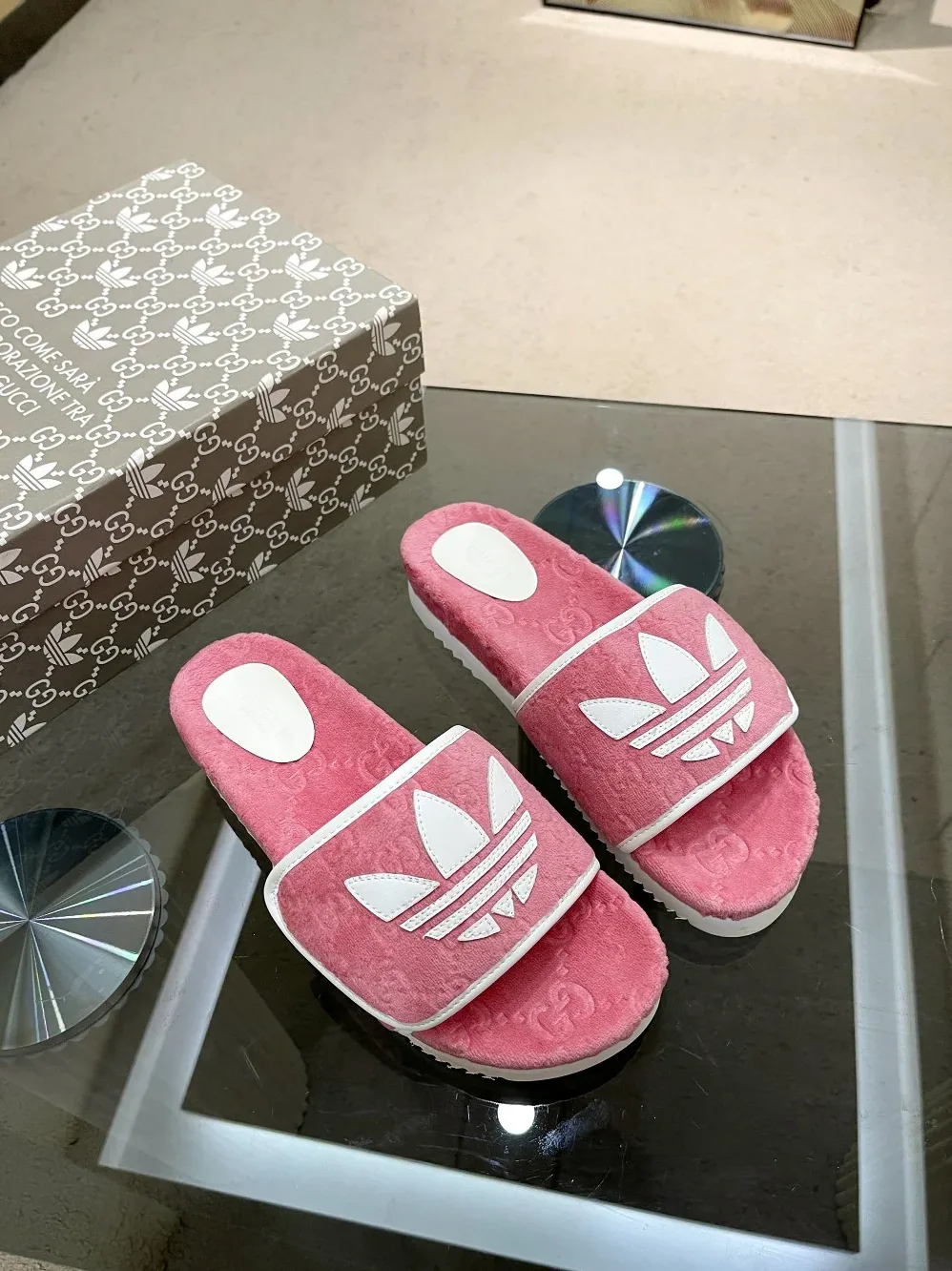 Gucci x Adidas GG Platform Sandal Pink for Women Gucci x Adidas GG Platform Sandal Pink for Women