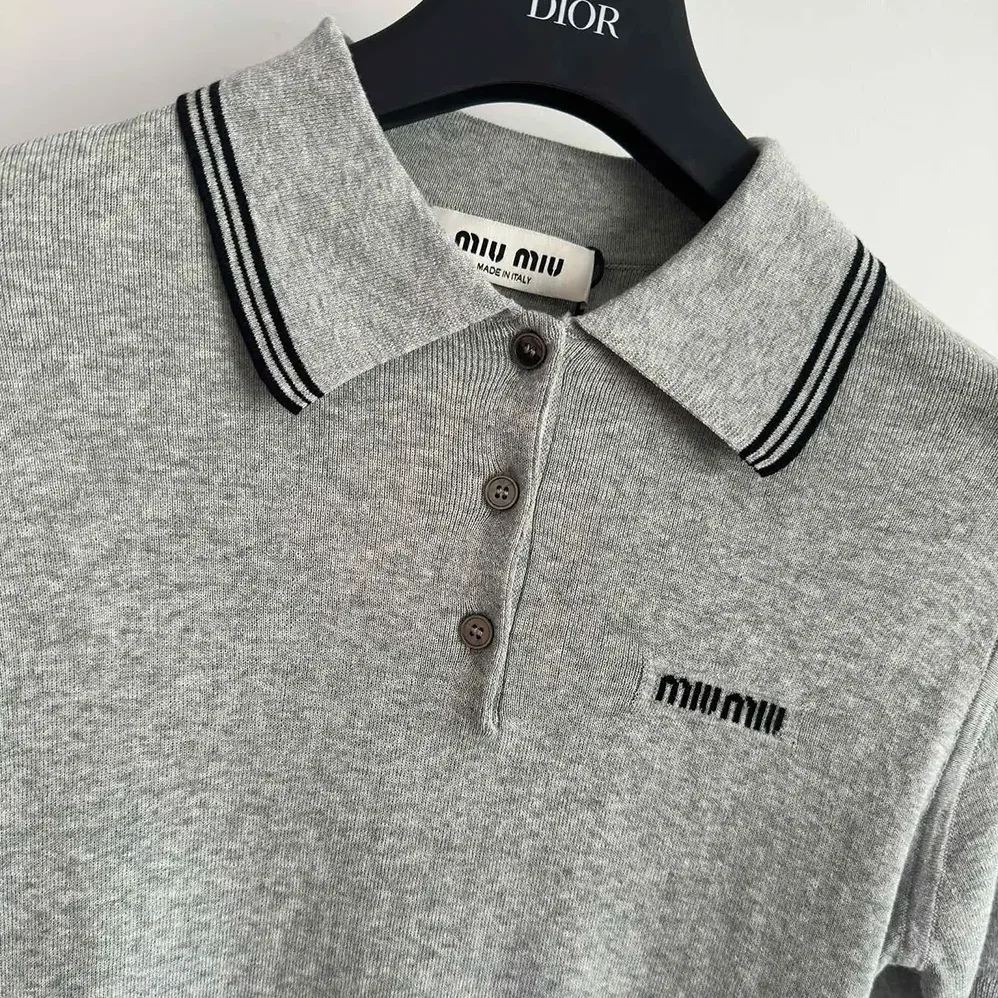 Miu Miu Cotton Jersey Polo Shirt for Women Miu Miu Cotton Jersey Polo Shirt for Women