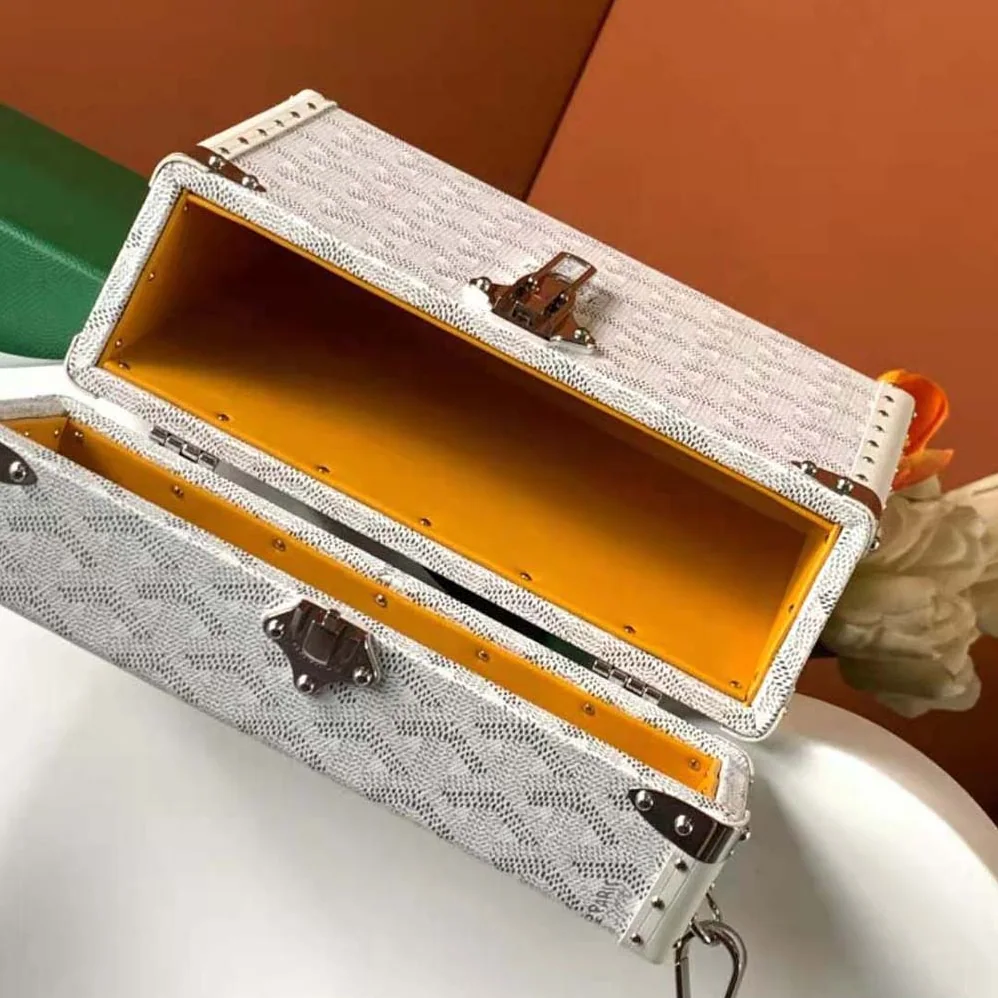 Goyard Cassette Trunk Bag in Goyardine Canvas & Clamecy Cowhide for Women in White Goyard Cassette Trunk Bag in Goyardine Canvas & Clamecy Cowhide for Women in White