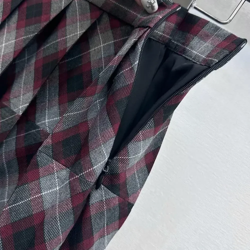 Prada Tartan Patchwork Midi Skirt for Women