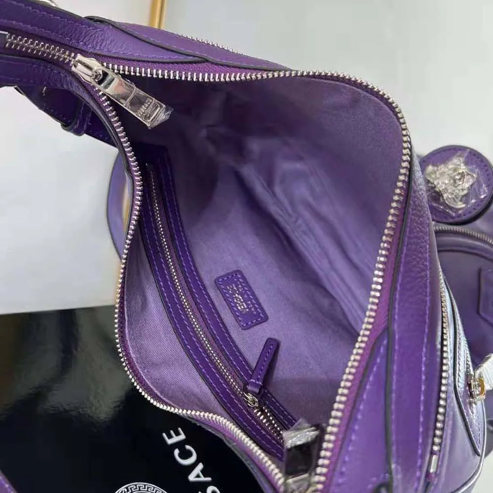 Versace Repeat Small Hobo Bag for Women in Purple