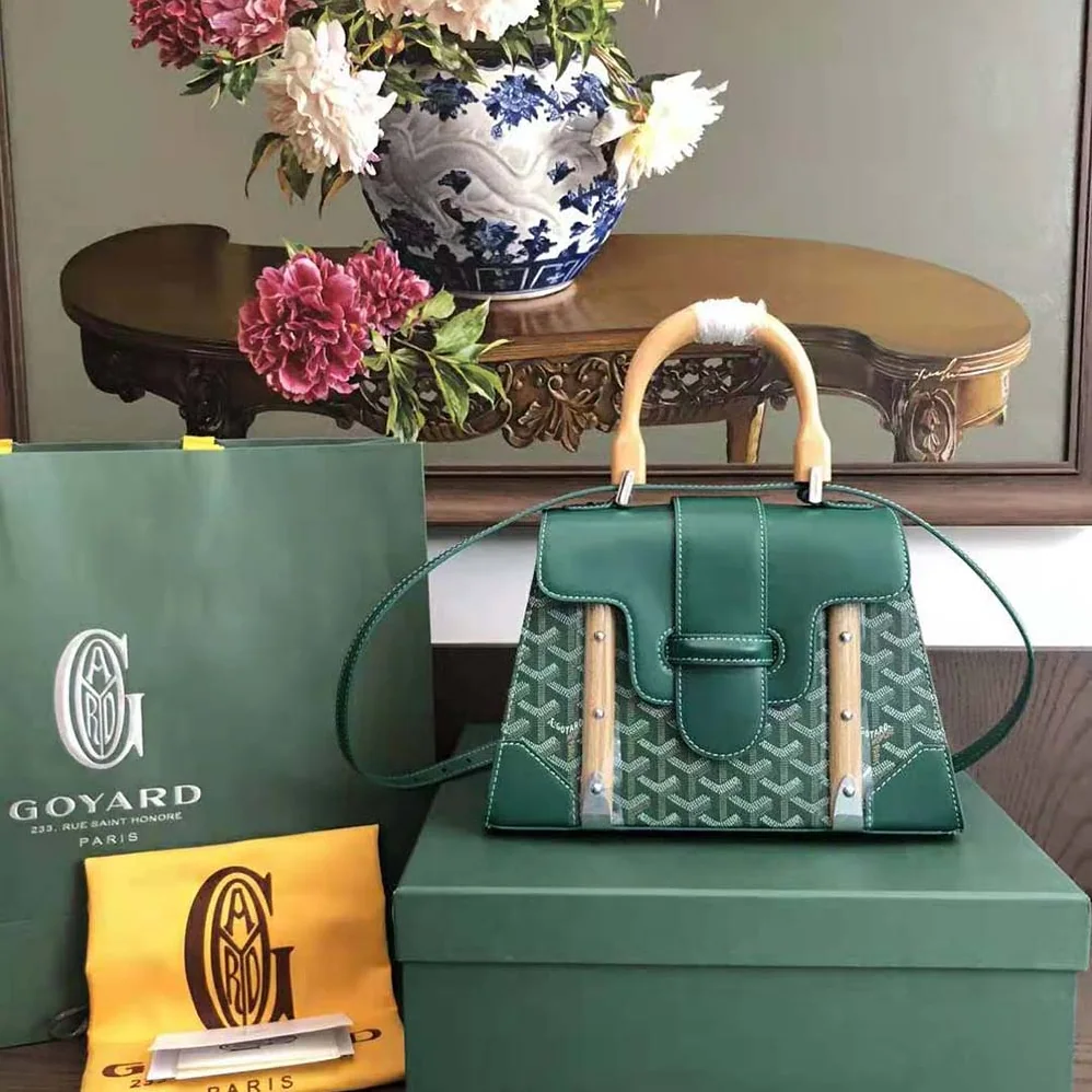 Goyard Sac Saïgon PM in Toile Goyardine & Clamecy Calfskin for Women in Green