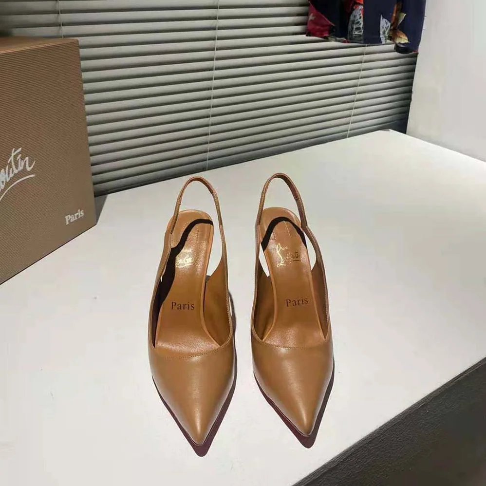 Christian Louboutin Hot Chick Sling 100 mm Heel Height for Women in Brown Christian Louboutin Hot Chick Sling 100 mm Heel Height for Women in Brown