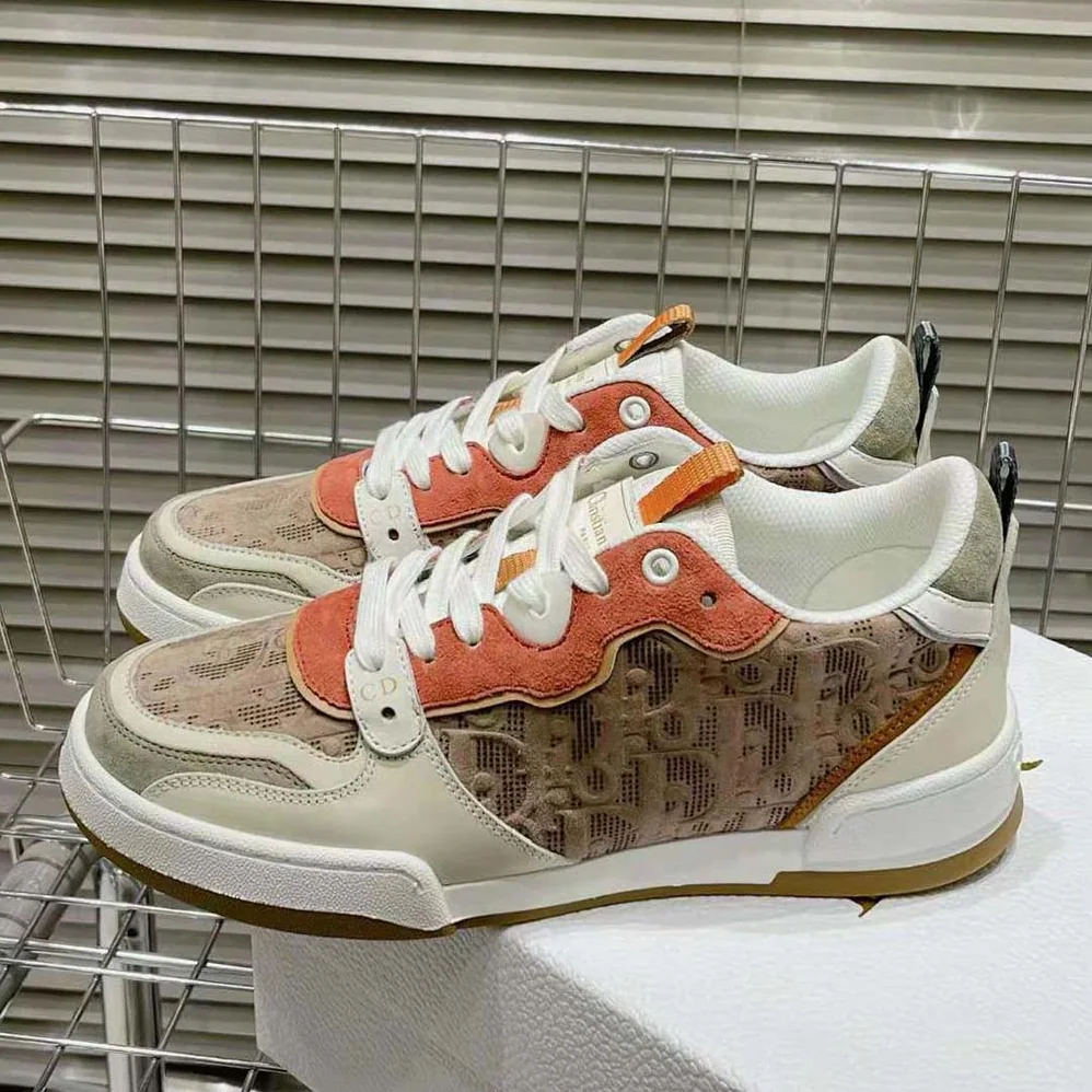 Dior One Sneaker Beige Multicolor Calfskin and Suede Calfskin with Dior Oblique Motif for Women