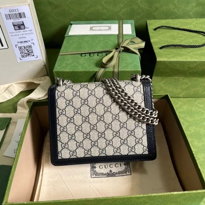 Gucci Dionysus Mini Bag Beige And Blue GG Supreme Canvas / Gucci Dionysus Mini Bag Beige And Blue GG Supreme Canvas /