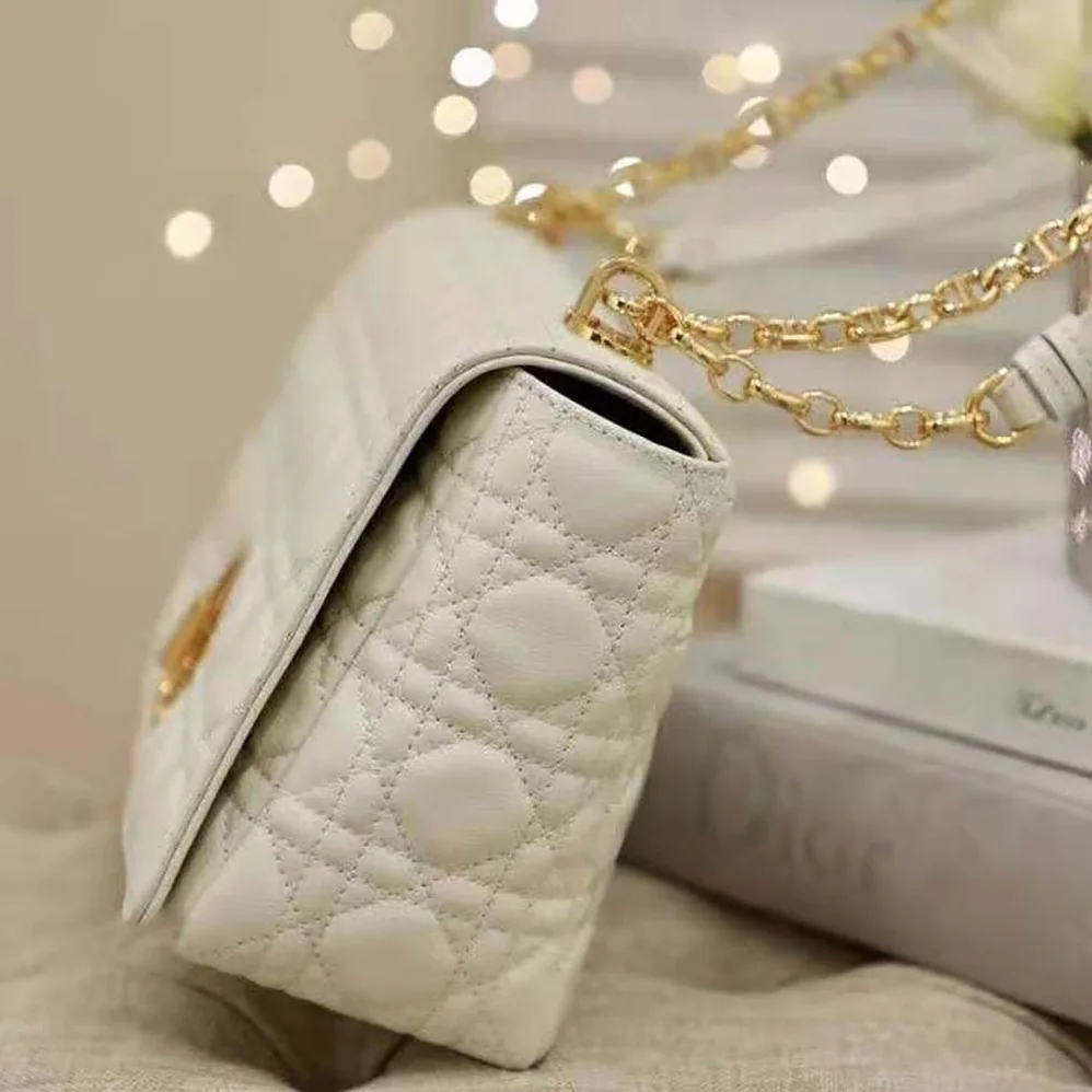 Dior Large Dior Caro Bag Supple Cannage Calfskin for Women in White