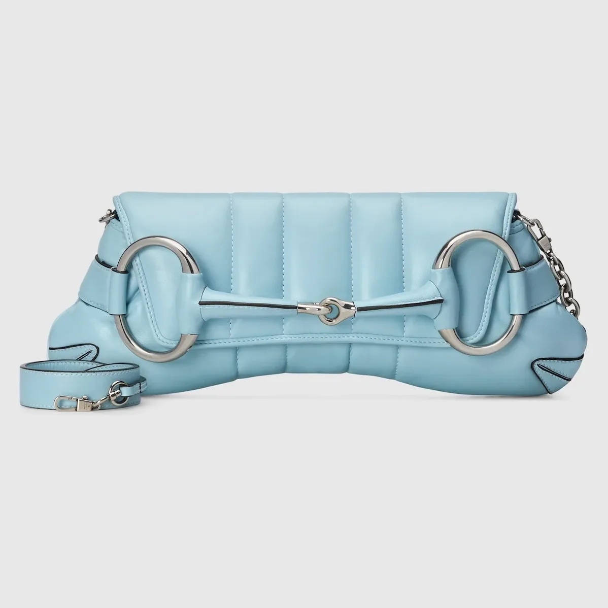 Gucci Horsebit Chain Medium Shoulder Bag Light Blue 15 Inches/ Gucci Horsebit Chain Medium Shoulder Bag Light Blue 15 Inches/