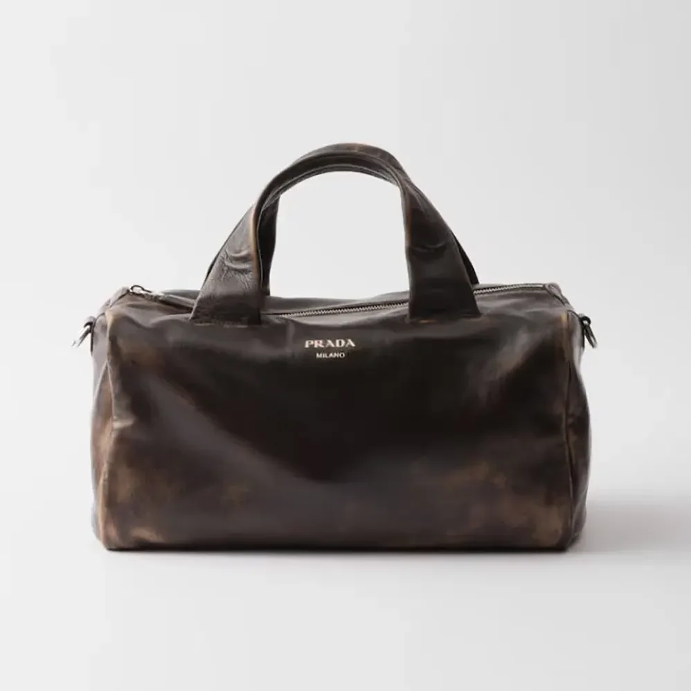 Prada Small Nappa Leather Duffle Bag for Unisex in Dark Brown