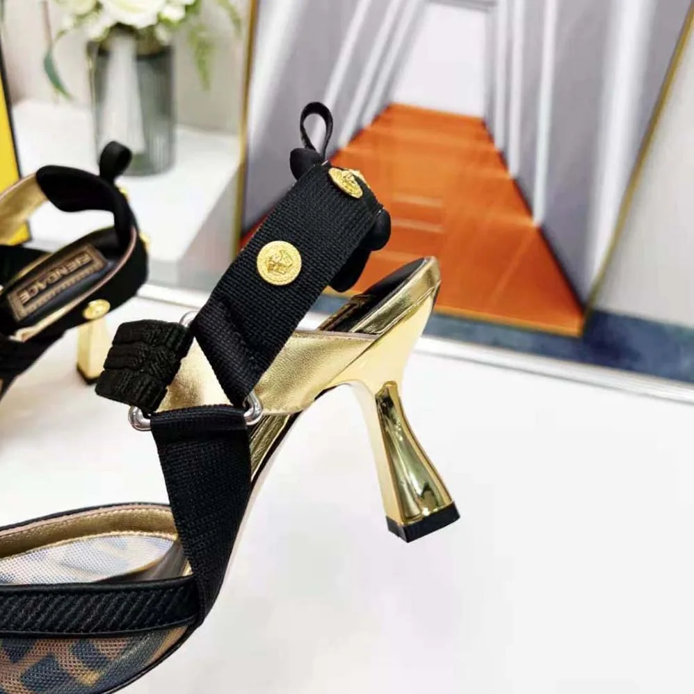 Fendi Colibrì Fendace High-Heeled Slingbacks in FF Mesh with Medusa Details for Women