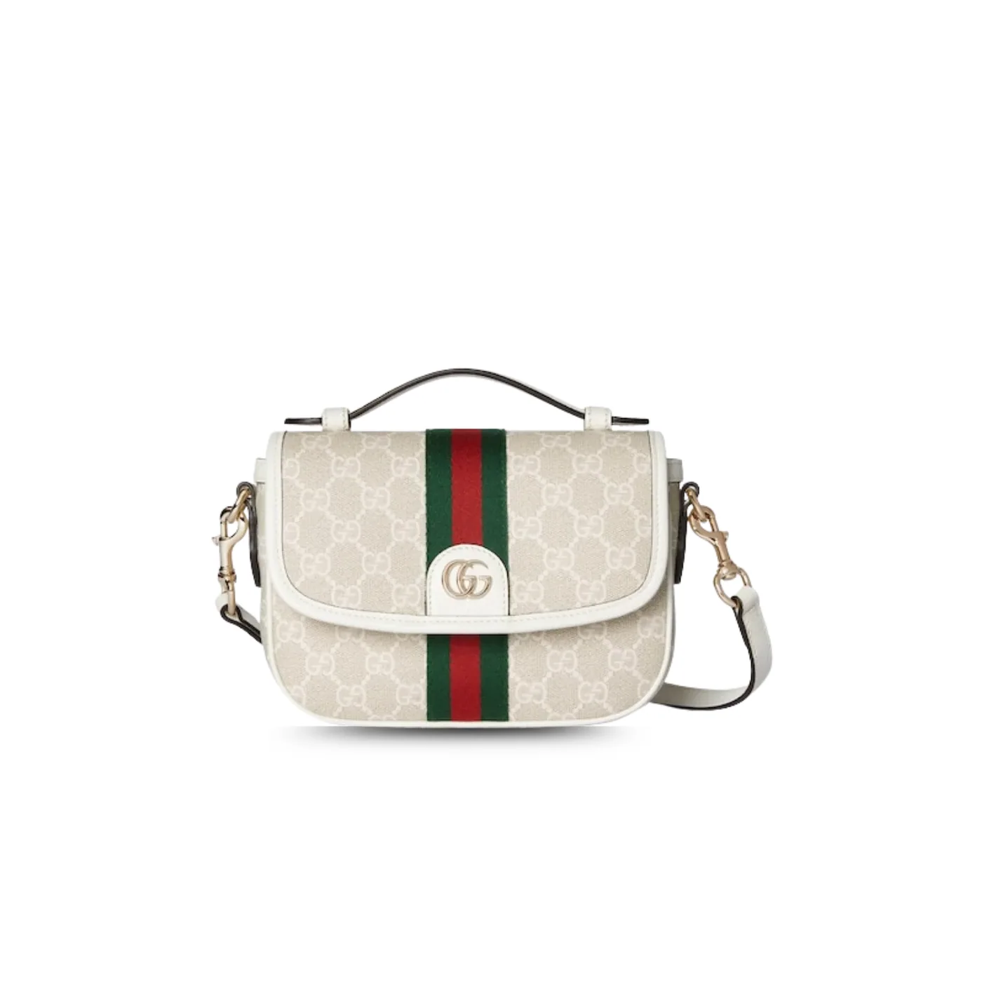 Gucci Ophidia Small Top Handle Bag / Beige And White Light Gold Hardware Gucci Ophidia Small Top Handle Bag / Beige And White Light Gold Hardware