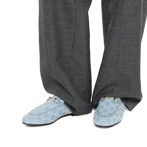 Gucci Princetown With Pearls Slippers Blue Denim Light Gold Hardware ? FAFTM 4963 Gucci Princetown With Pearls Slippers Blue Denim Light Gold Hardware ? FAFTM 4963