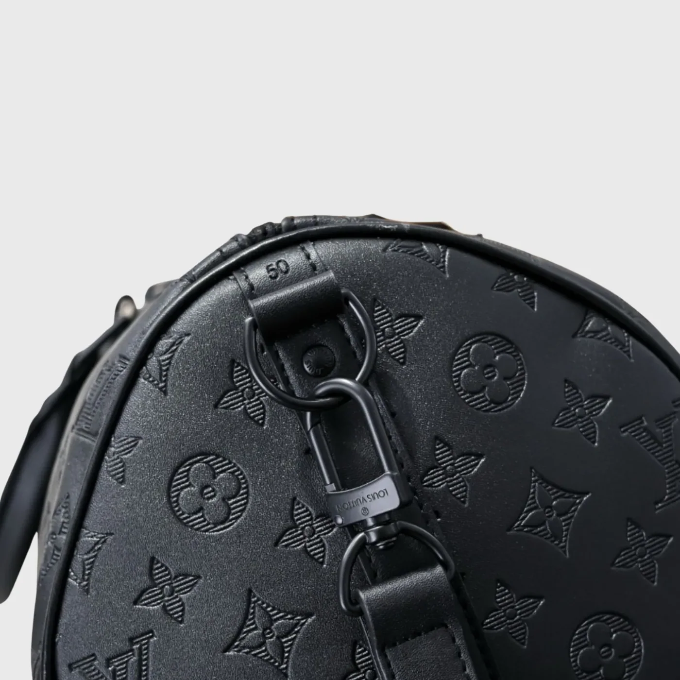 Louis Vuitton Keepall Bandouliere 50 Travel Bag / Black Monogram Shadow Matte Black Hardware Louis Vuitton Keepall Bandouliere 50 Travel Bag / Black Monogram Shadow Matte Black Hardware