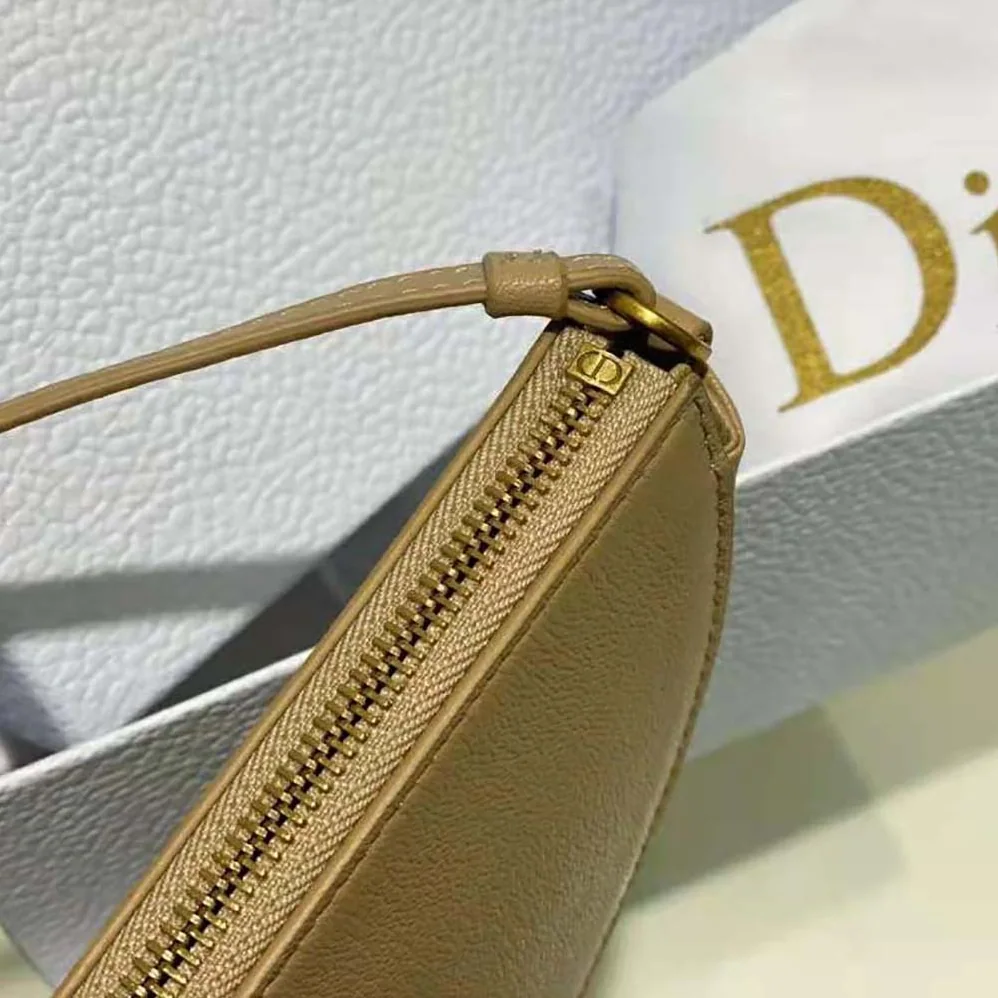Dior Saddle Shoulder Pouch Biscuit Goatskin for Women