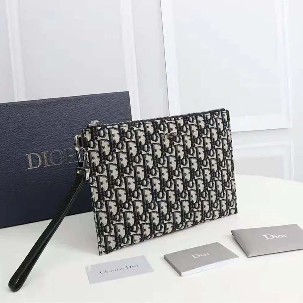Dior A4 Pouch Beige and Black Dior Oblique Jacquard for Men Dior A4 Pouch Beige and Black Dior Oblique Jacquard for Men