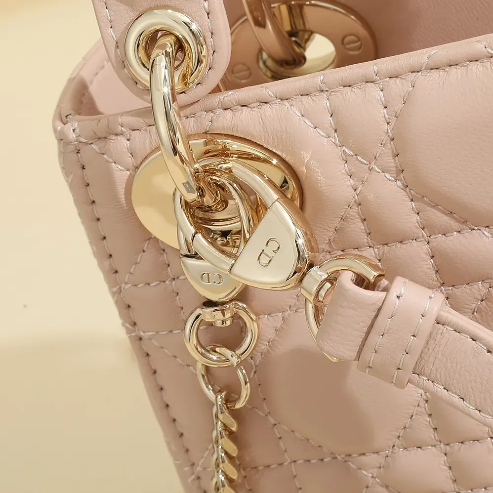 Dior Small Lady Dior My ABCDior Bag Powder Pink Cannage Lambskin for Women