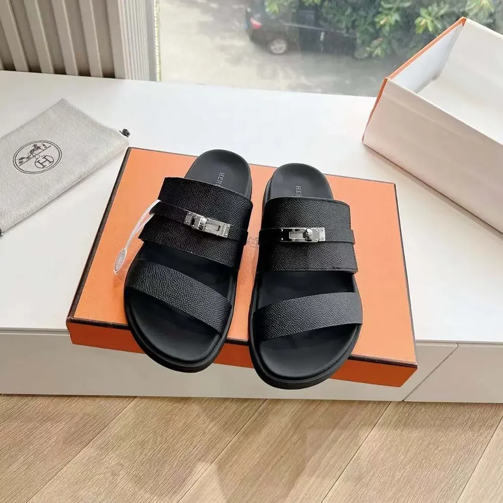 Hermes Jackson Sandal in Epsom Calfskin for Unisex in Black Hermes Jackson Sandal in Epsom Calfskin for Unisex in Black