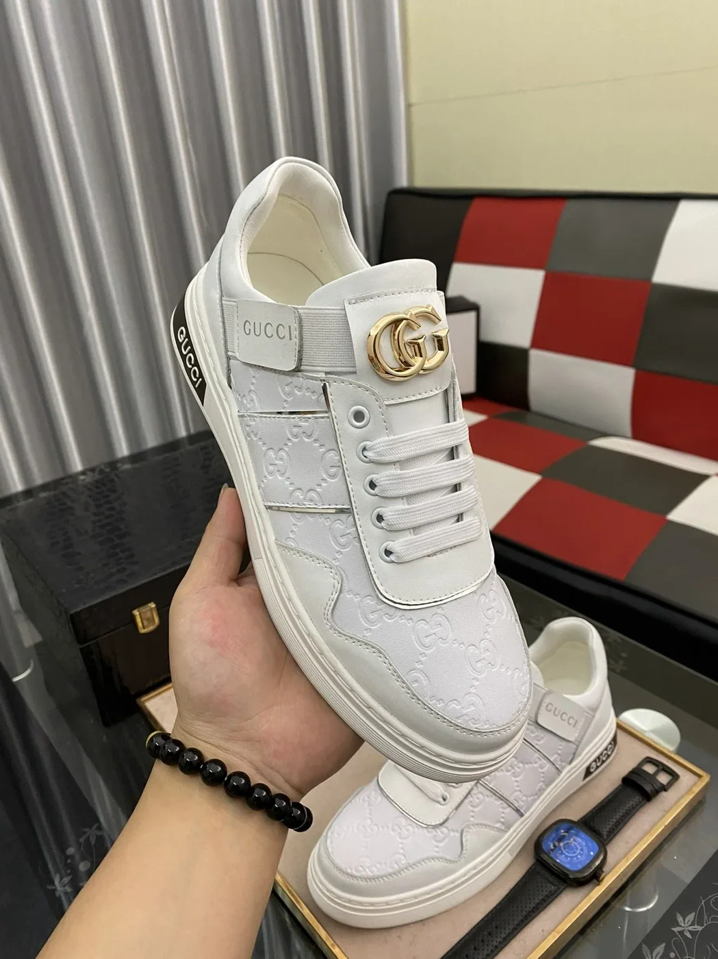 Gucci GG Embossed Sneaker Loafer With GG White for Men Gucci GG Embossed Sneaker Loafer With GG White for Men