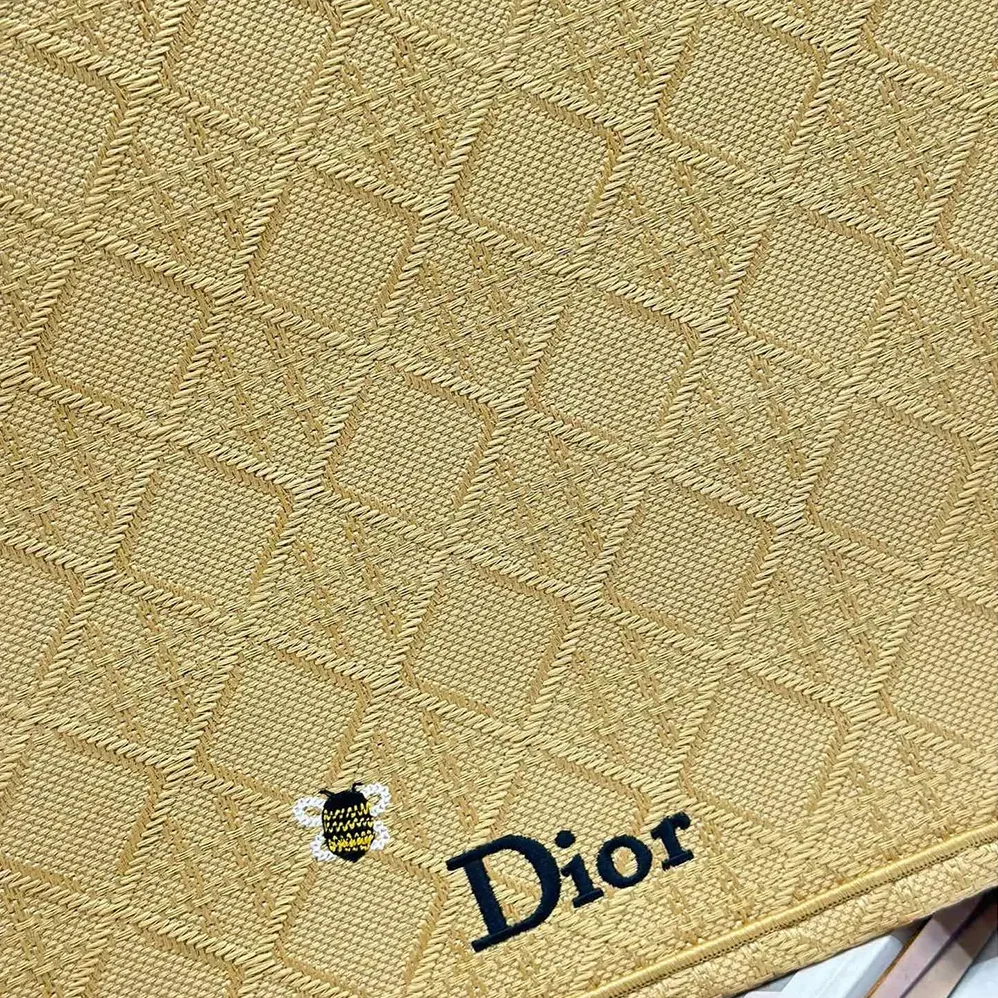 Dior Large Dior Book Tote Natural Raffia for Women in Effect Cannage Embroidery