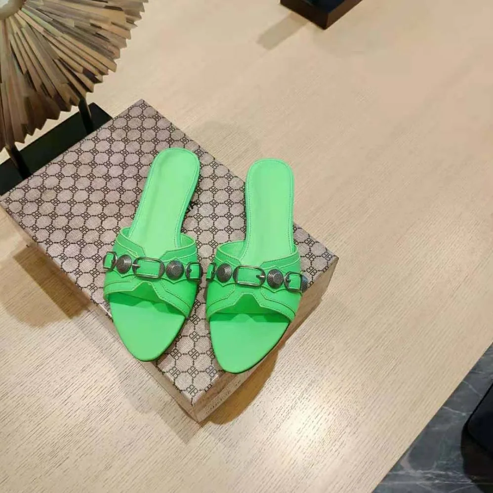 Balenciaga Cagole Sandal in Bright Green Arena Lambskin for Women