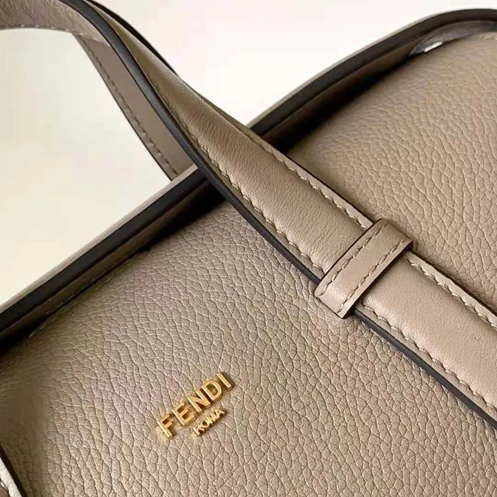 Fendi Boston 365 Dove Gray Leather Bag for Women Fendi Boston 365 Dove Gray Leather Bag for Women