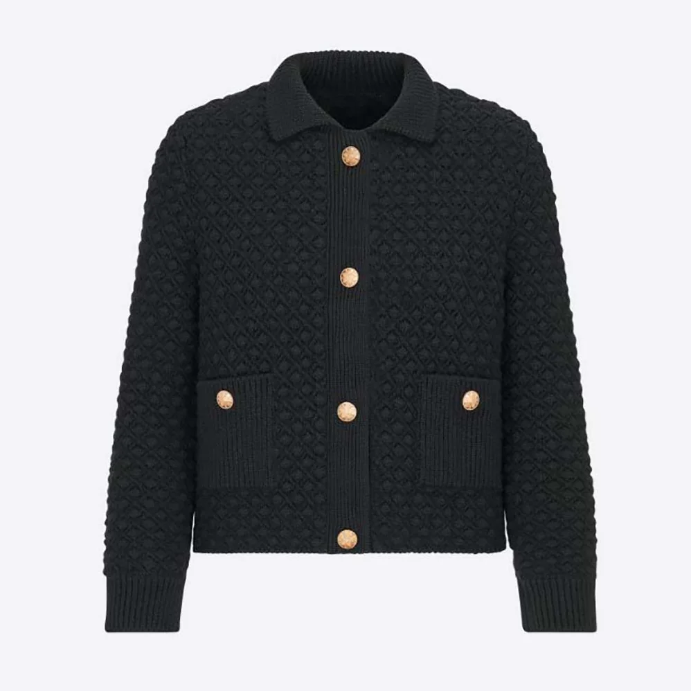 Dior Cropped Jacket Black Wool Knit for Women