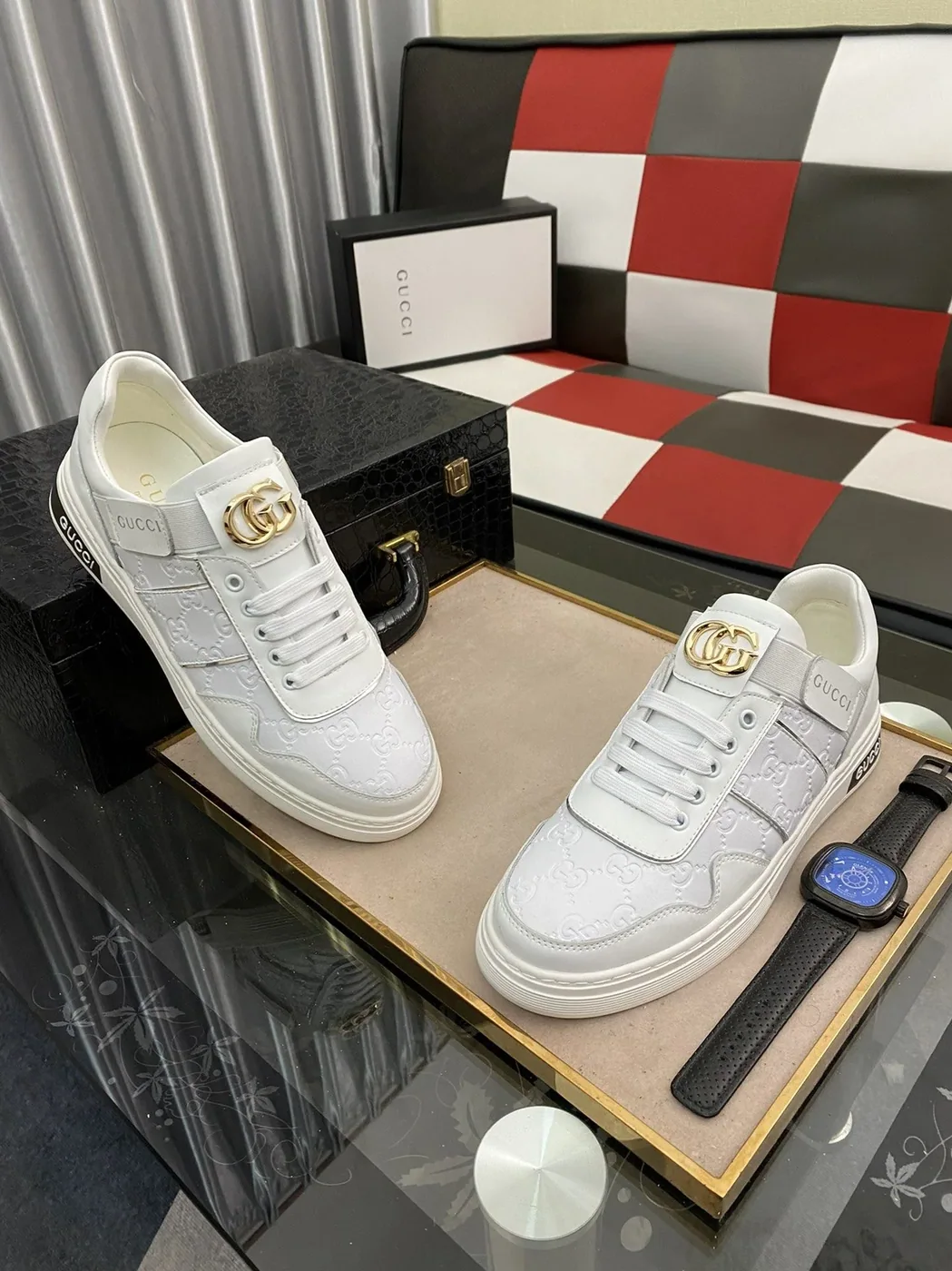 Gucci GG Embossed Sneaker Loafer With GG White for Men Gucci GG Embossed Sneaker Loafer With GG White for Men