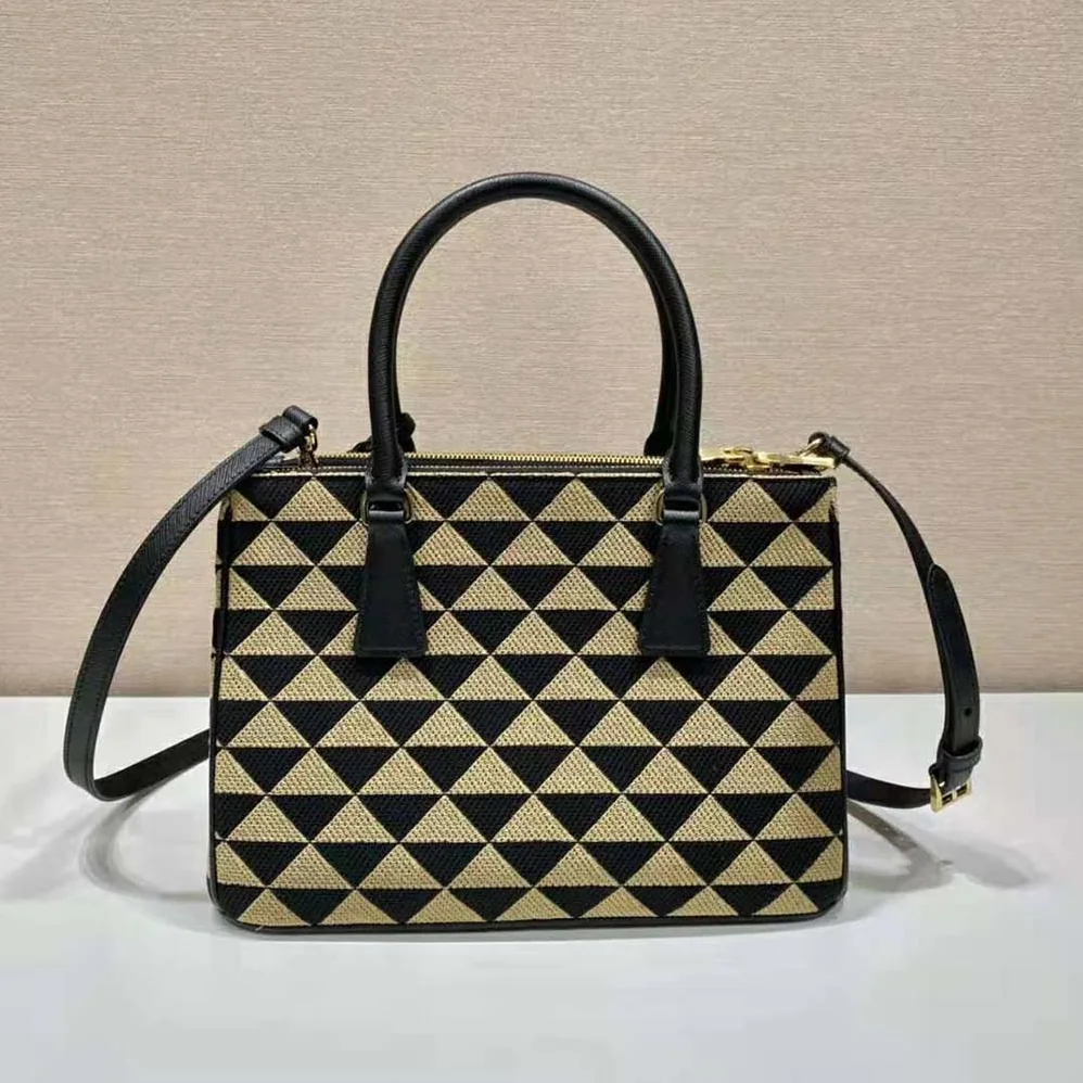 Prada Small Prada Galleria Jacquard Fabric Bag for Women in Brown Prada Small Prada Galleria Jacquard Fabric Bag for Women in Brown