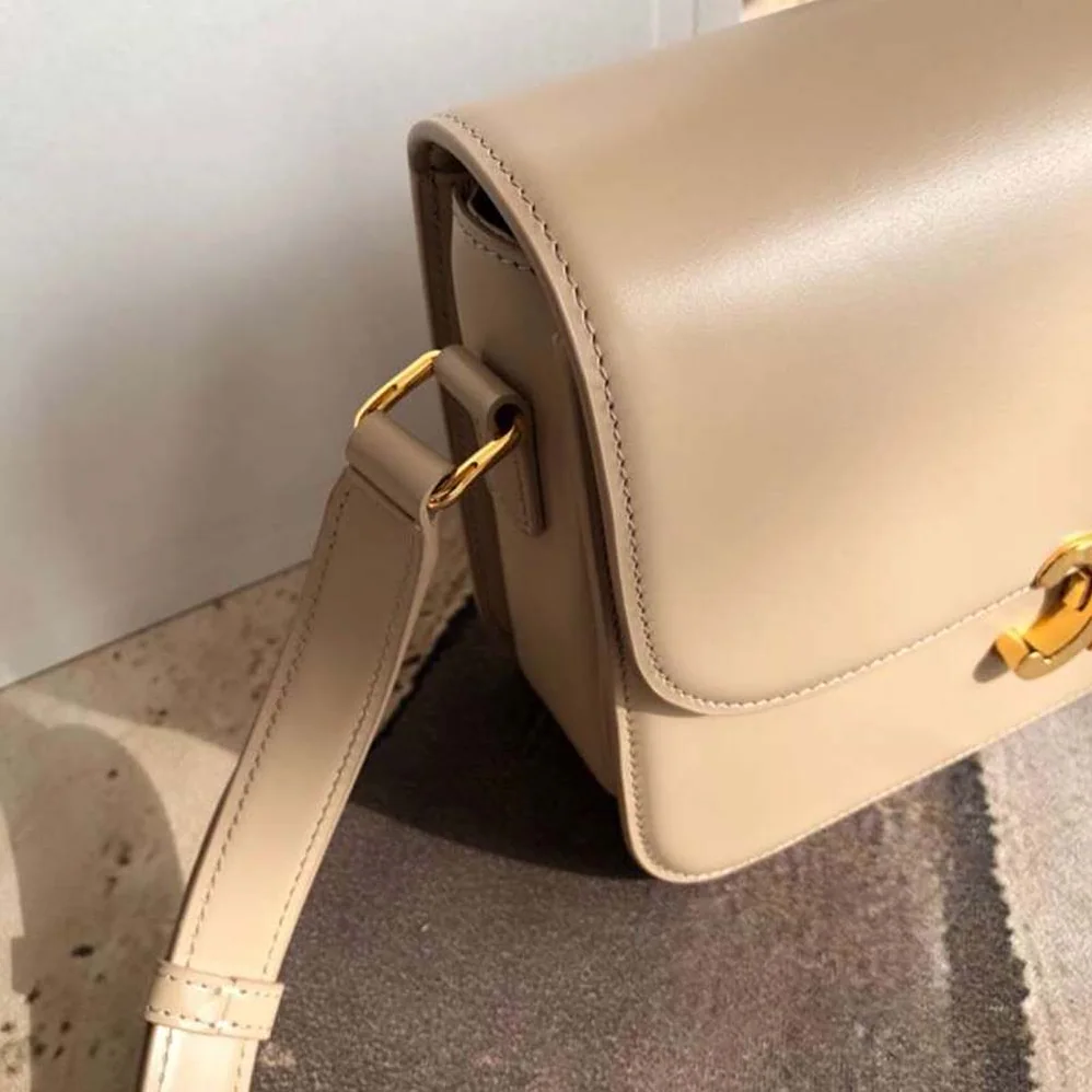 Celine Teen Triomphe Bag in Shiny Calfskin for Women in Sandy