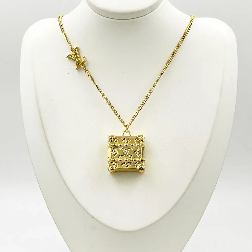 Louis Vuitton The Trunk Locket Necklace Gold Louis Vuitton The Trunk Locket Necklace Gold