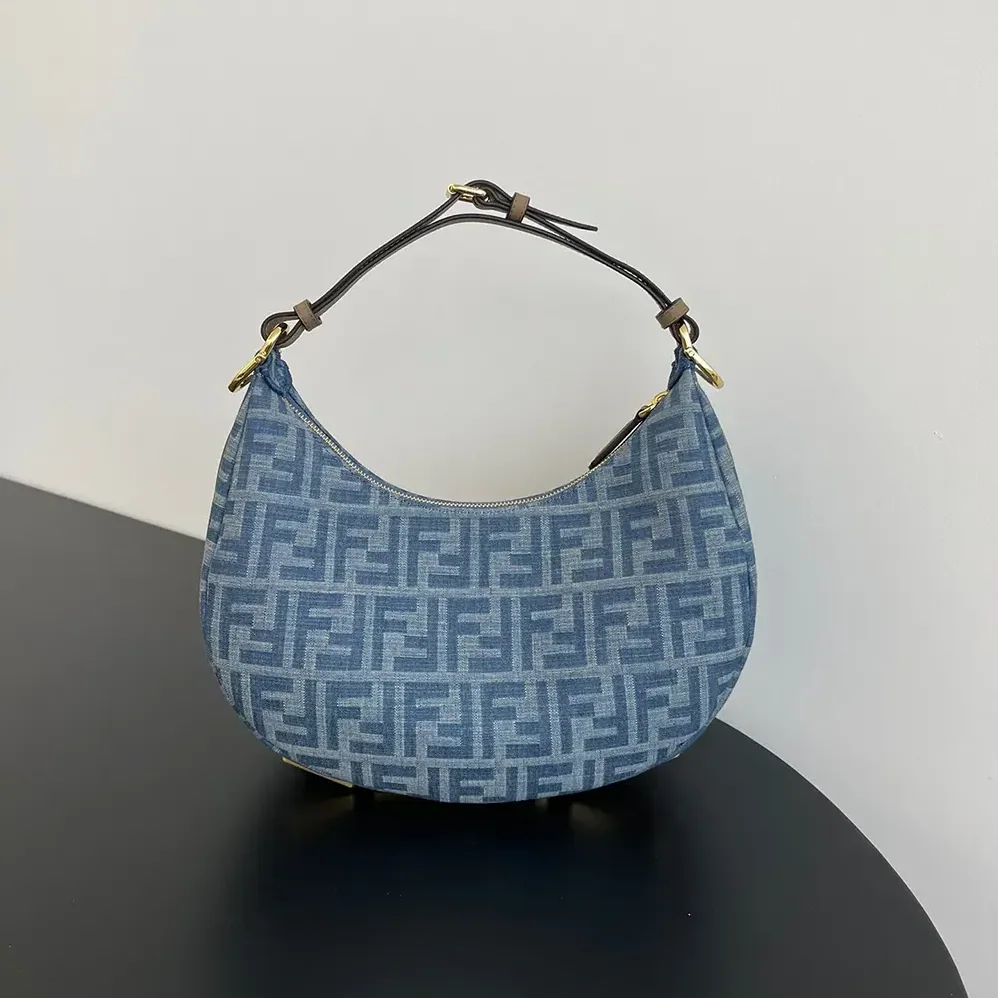 Fendi Fendigraphy Small Light blue FF Denim Fabric Bag for Women