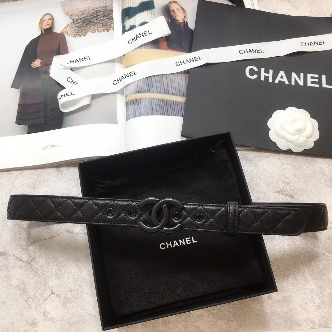 Chanel Belt Quilted With Double C Buckle Black With Black Hardware for Women