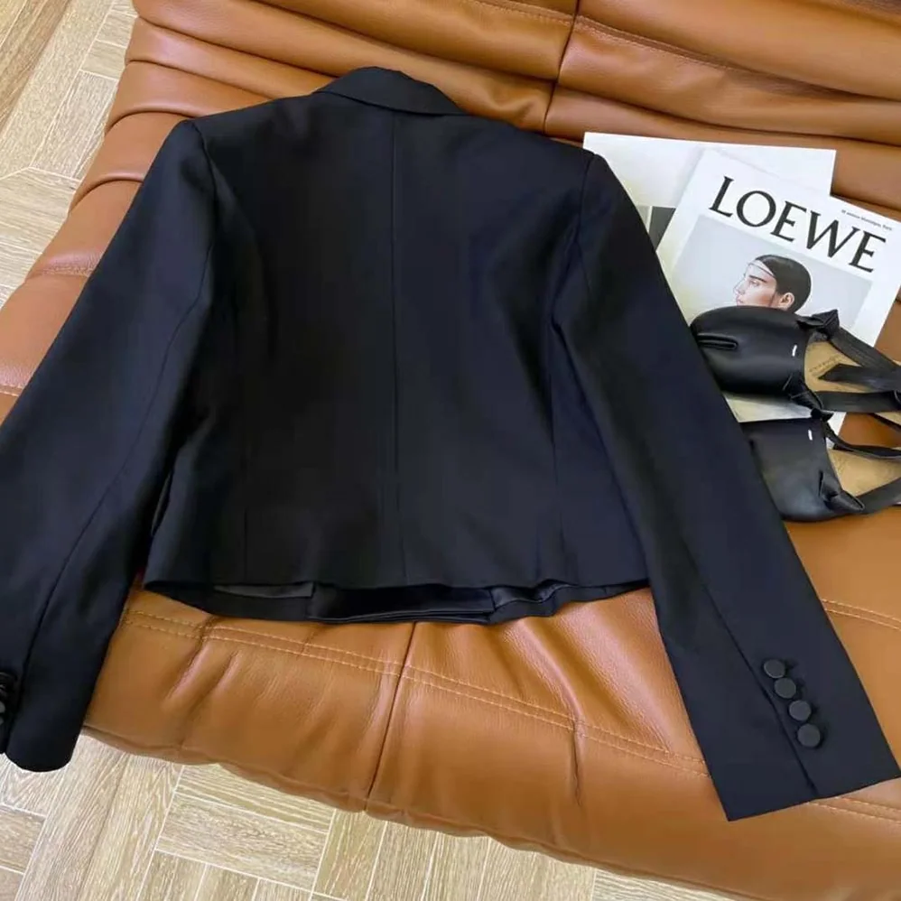 Saint Laurent YSL Cropped Tuxedo Jacket in Grain DE Poudre Saint Laurent for Women Saint Laurent YSL Cropped Tuxedo Jacket in Grain DE Poudre Saint Laurent for Women