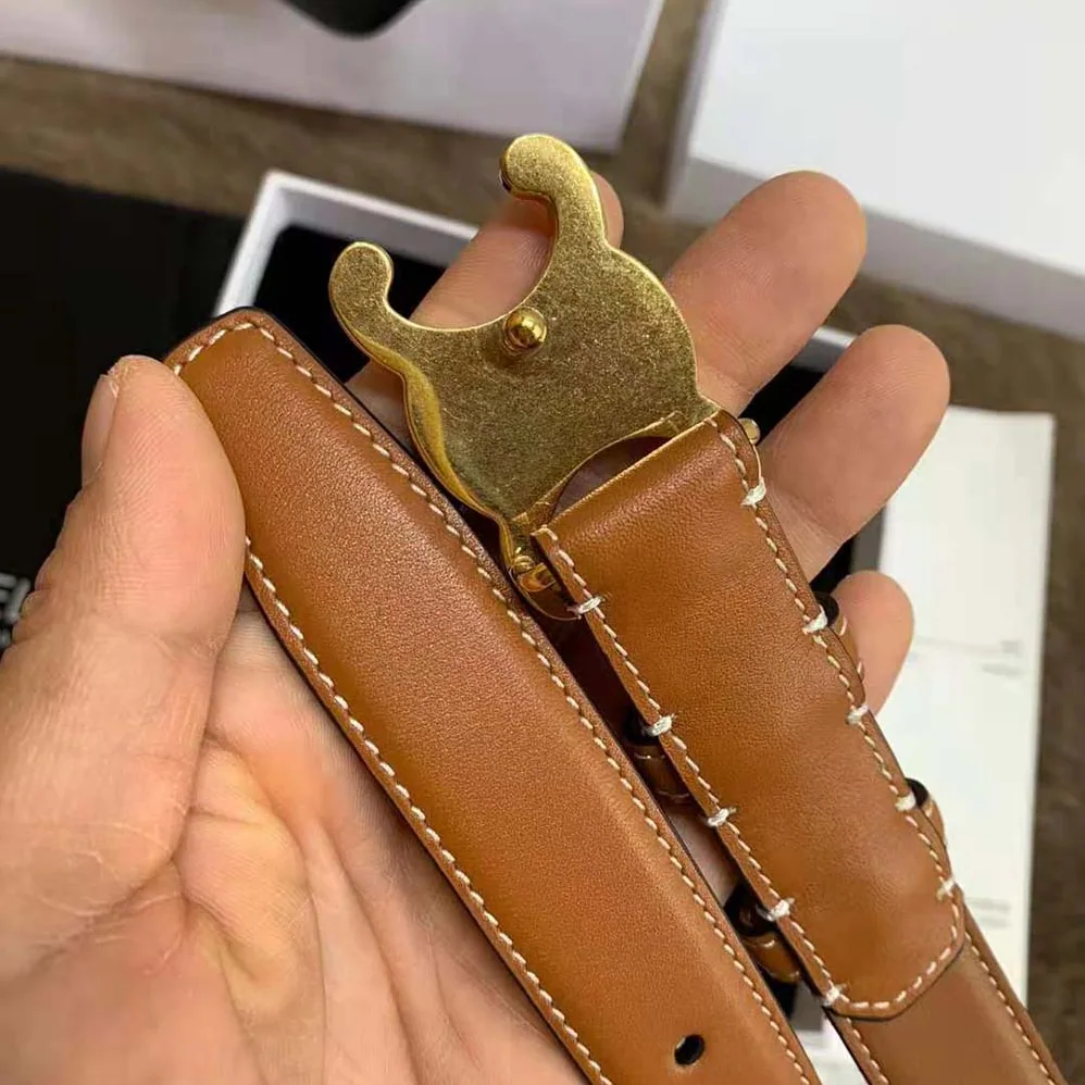 Celine Triomphe Belt in Natural Calfskin for Women in Brown