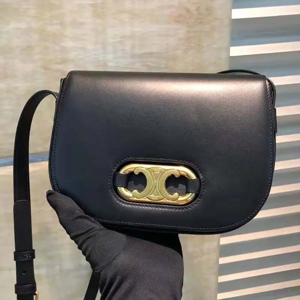 Celine Medium Maillon Triomphe Bag in Natural Calfskin for Women in Black Celine Medium Maillon Triomphe Bag in Natural Calfskin for Women in Black