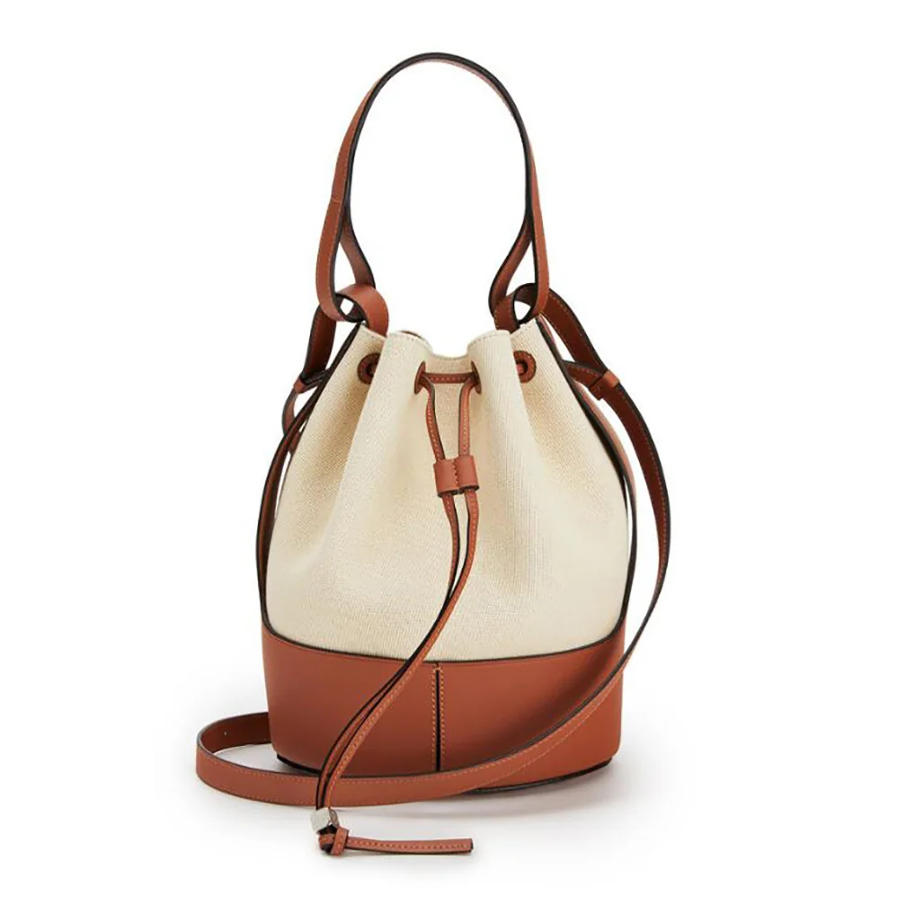 Loewe Balloon Bag in Canvas and Calfskin for Women in Brown