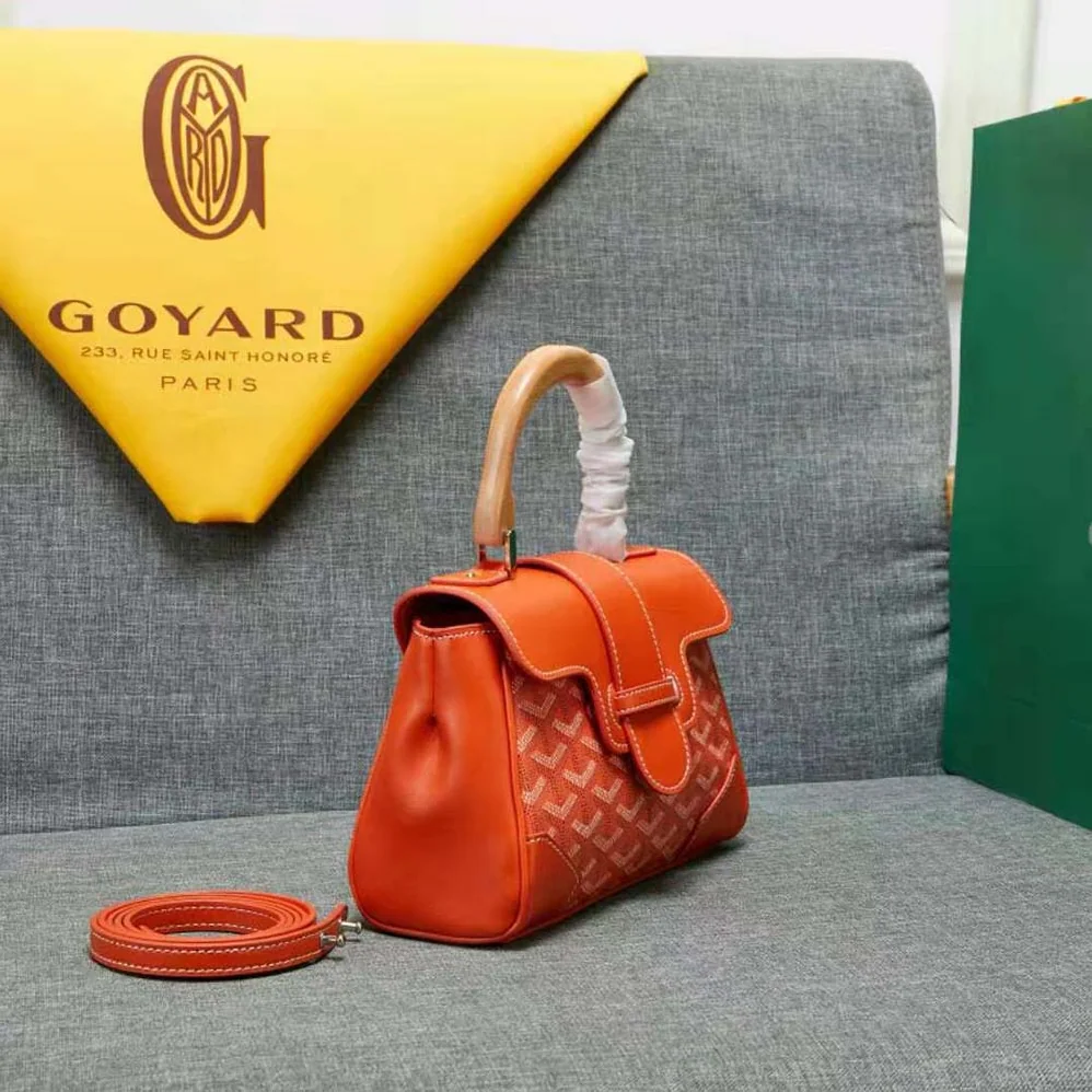 Goyard Sac Saïgon Souple Mini in Toile Goyardine & Chevroches Calfskin for Women in Orange Goyard Sac Saïgon Souple Mini in Toile Goyardine & Chevroches Calfskin for Women in Orange