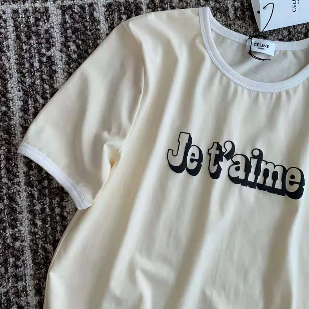 Celine Je T aime Cotton Jersey T-shirt for Women in Yellow