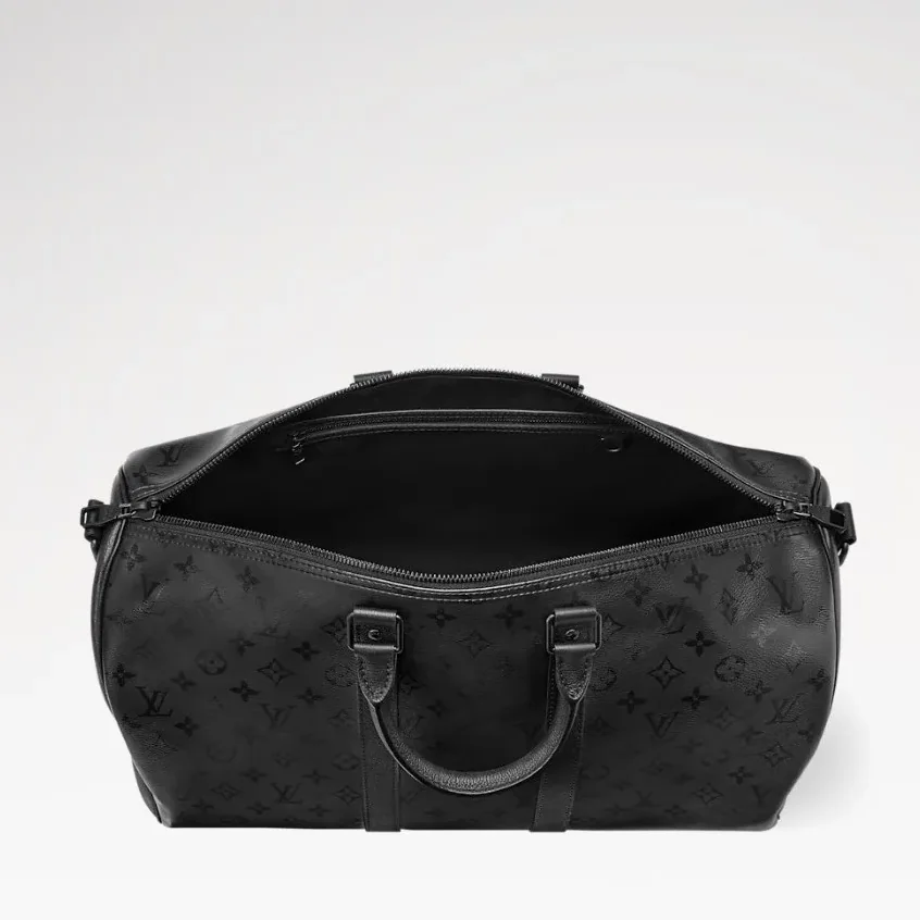 Louis Vuitton Keepall Bandouliere 45 Travel Bag / Black Monogram Midnight Black Hardware