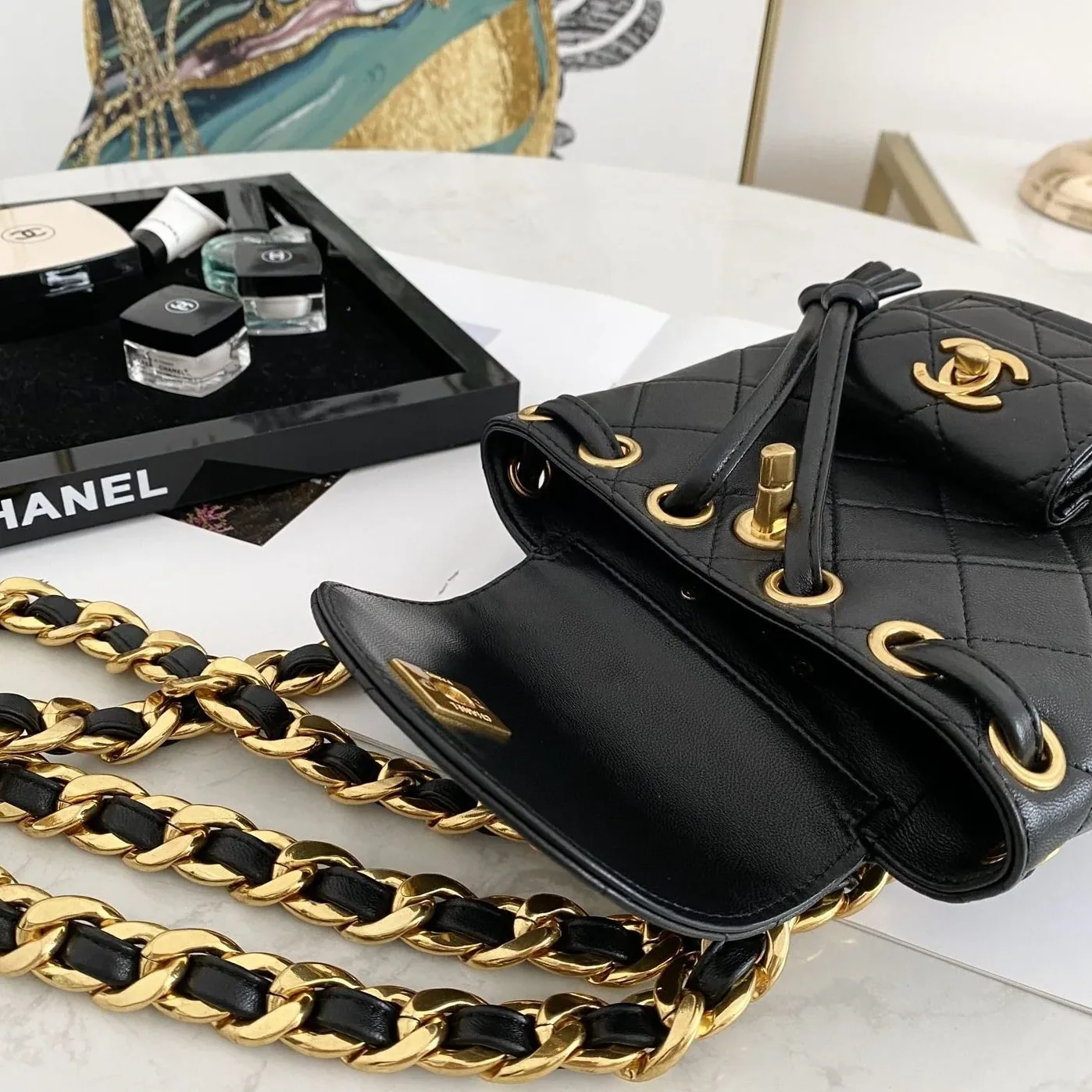 Chanel Small Vintage Duma Backpack Black / Chanel Small Vintage Duma Backpack Black /