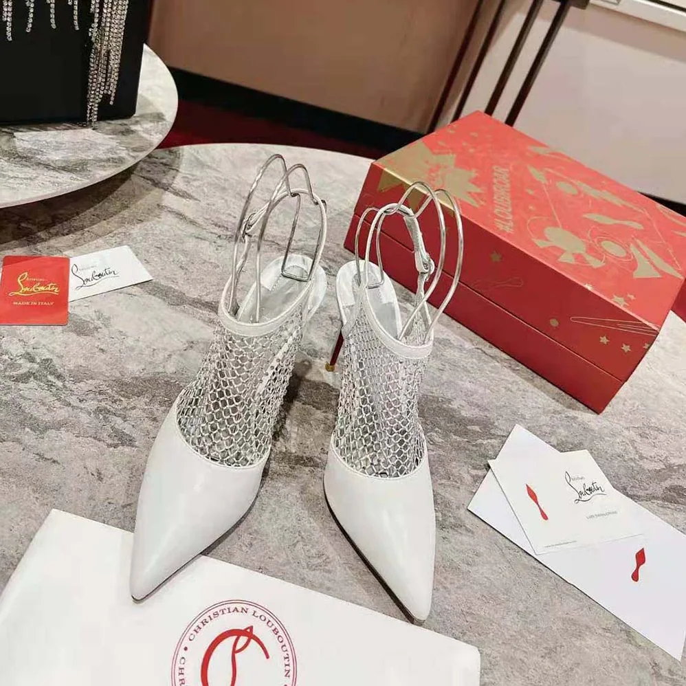 Christian Louboutin Plougesta Pump Strass in 100 mm Heel Height for Women in White Christian Louboutin Plougesta Pump Strass in 100 mm Heel Height for Women in White