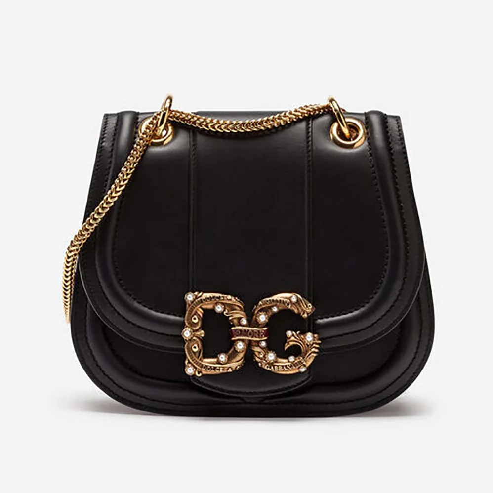 Dolce Gabbana D&G Dg Amore Bag in Calfskin for Women in Black Dolce Gabbana D&G Dg Amore Bag in Calfskin for Women in Black