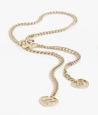Chanel Pearl Heart Necklace Gold